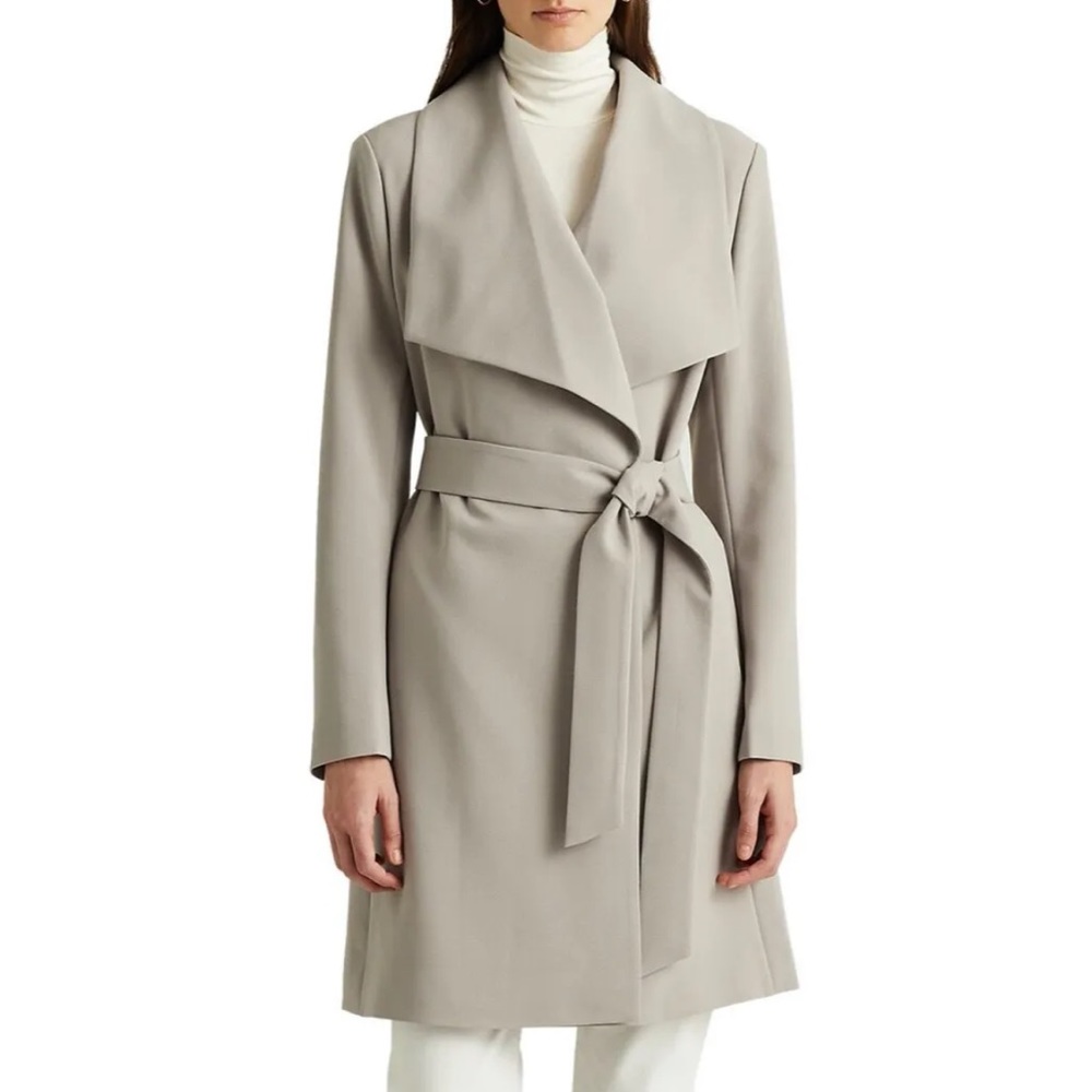 Ralph Lauren Crepe Belted Wrap Coat